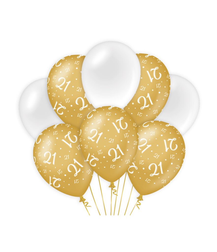 gold/white balloons 21