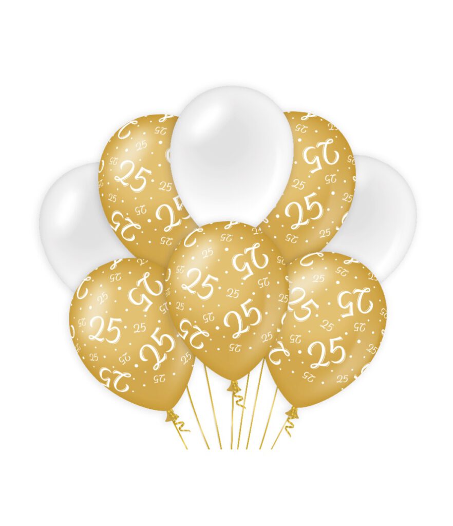 gold/white balloons 25