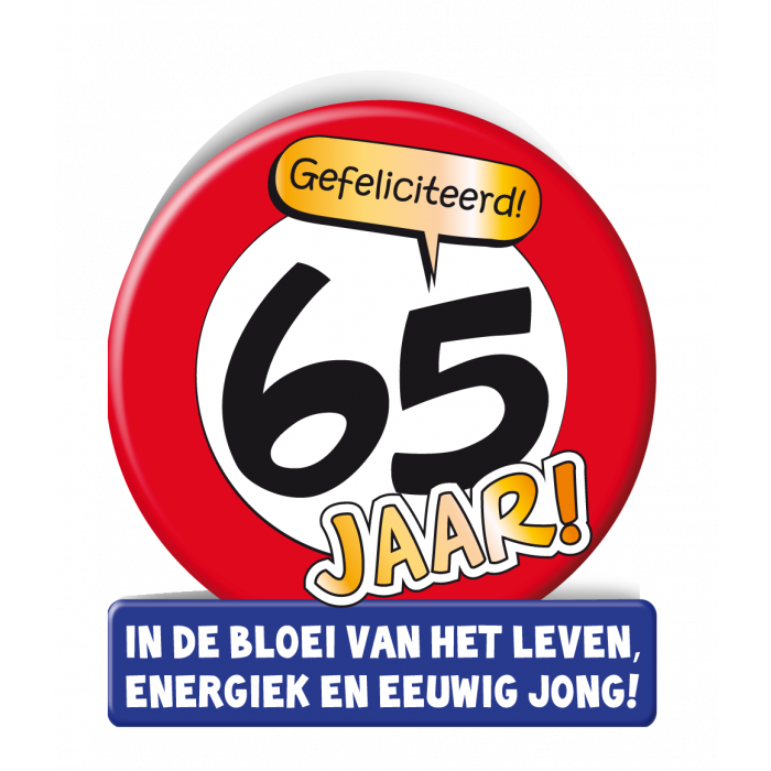 wenskaart verkeersbord 65 jaar