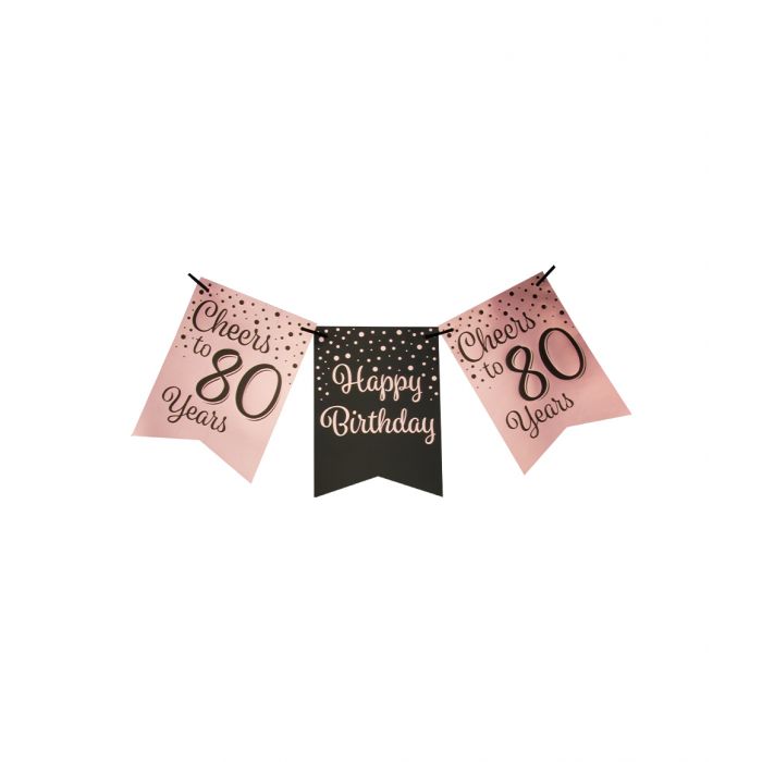 Party flag banner rose/black - 80