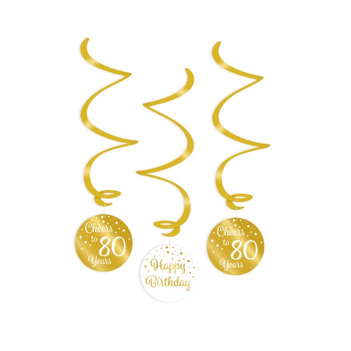 Swirl decorations gold/white - 80