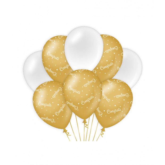 Balloons Gold/white - Congrats