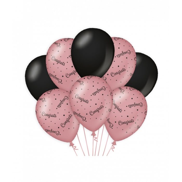 Balloons Rose/black - Congrats