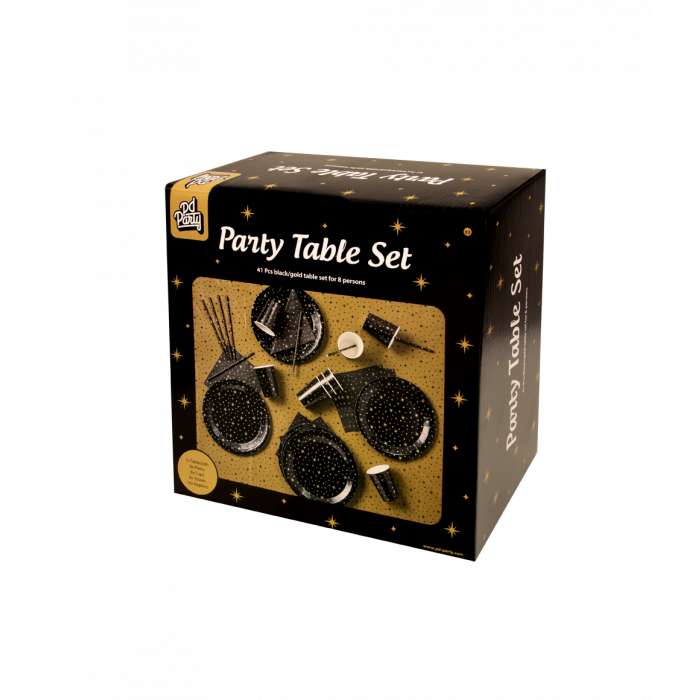 Party table set - black/gold