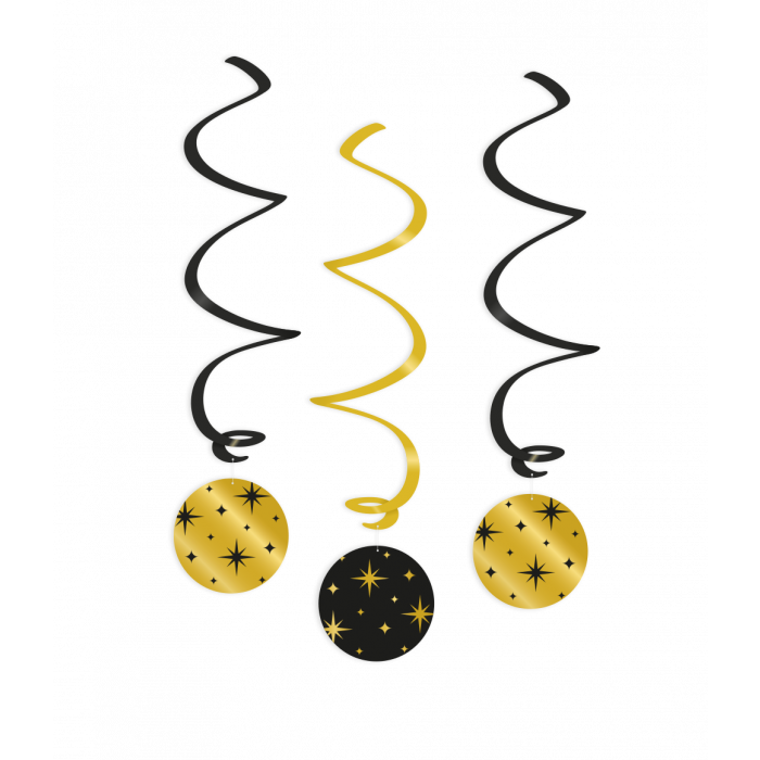 Swirl decorations gold/black - Stars
