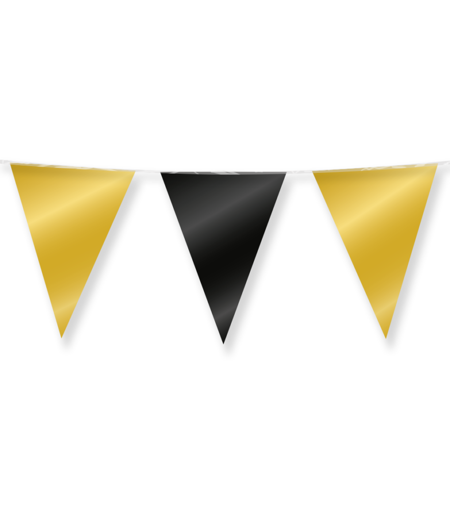Party Flags foil - Gold and black