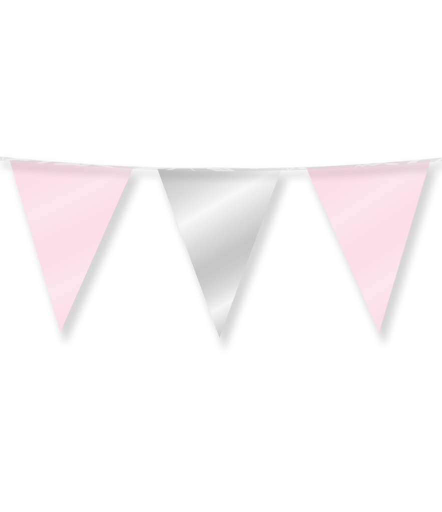 Party Flags foil - Light pink and silver