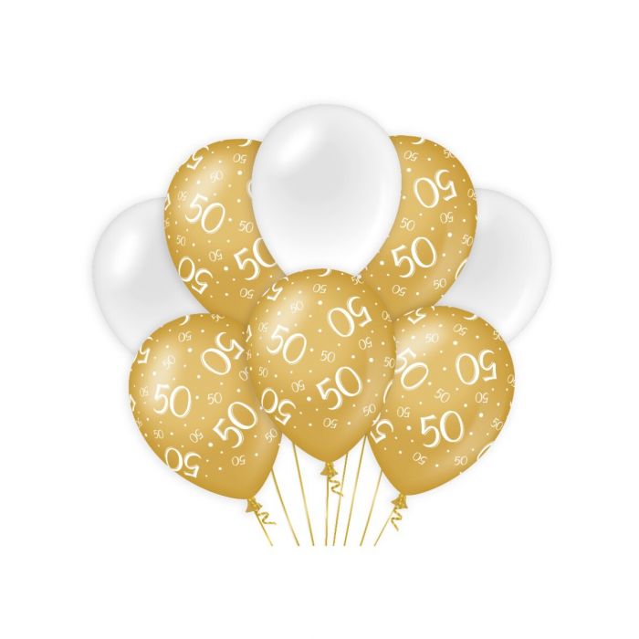 gold/white balloons