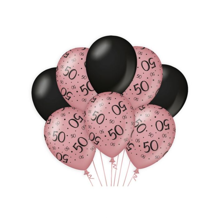 rose/black balloons