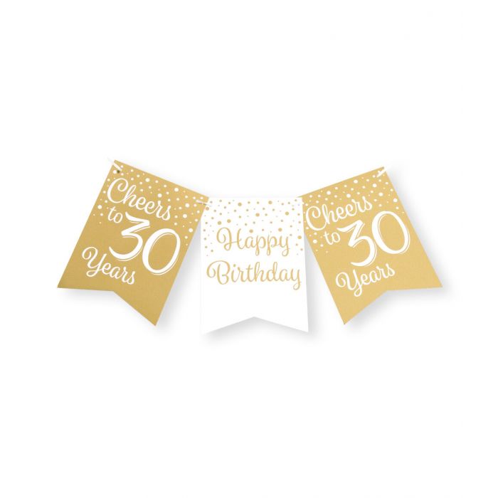 Party flag banner gold/white - 30