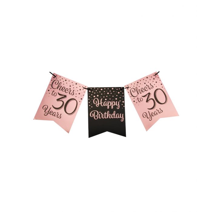 Party flag banner rose/black - 30
