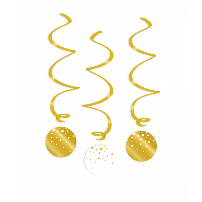 Swirl decorations gold/white - Bubbles